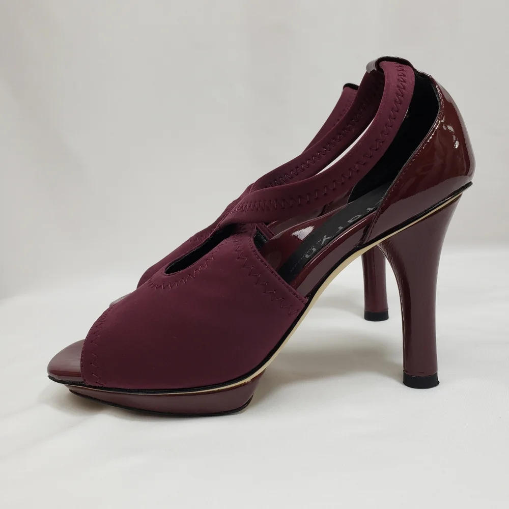Taryn Burgundy Open Toe Heels - Picture 5 of 13